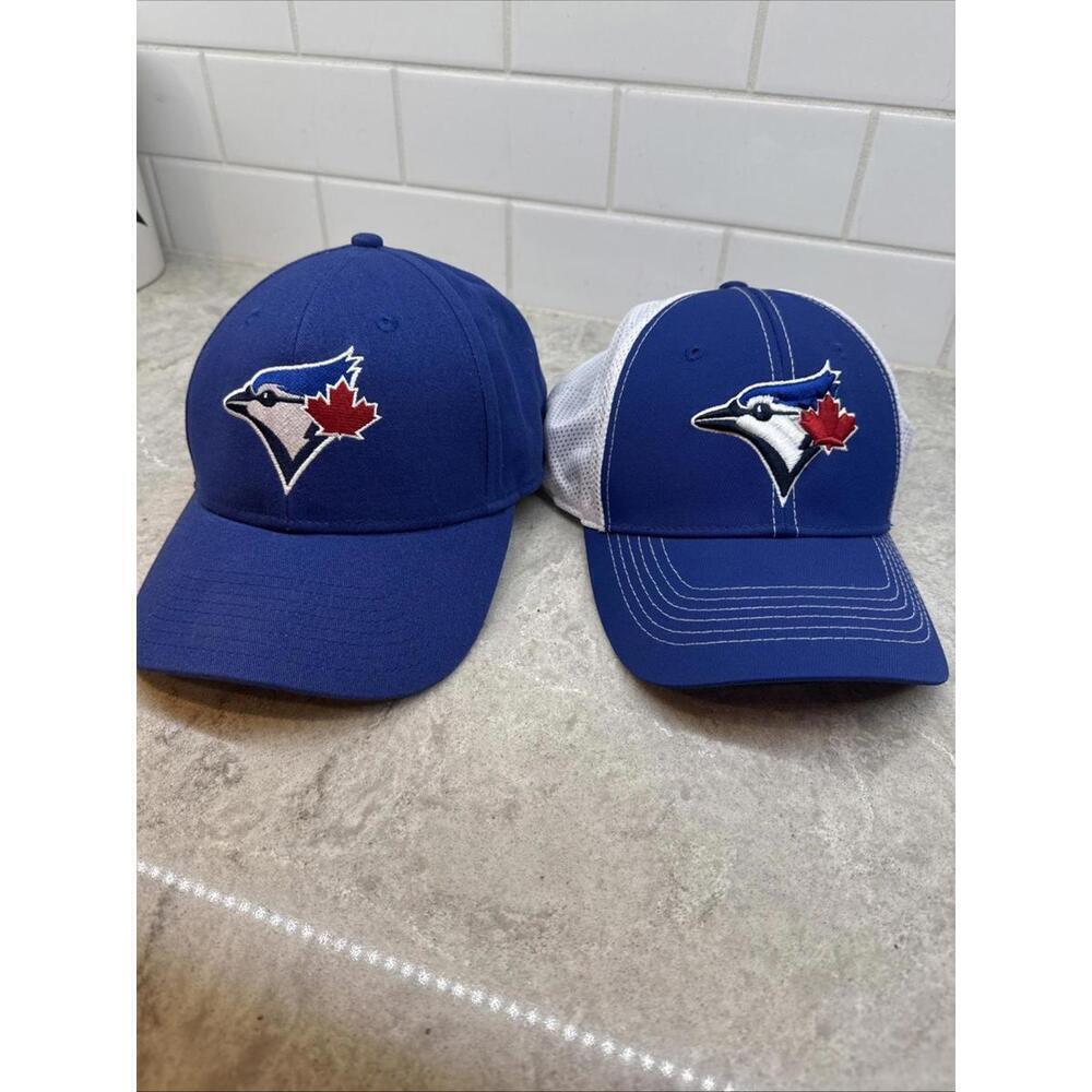 Lot of 2 Toronto Blue Jays baseball caps, adjustible hats. Like New!